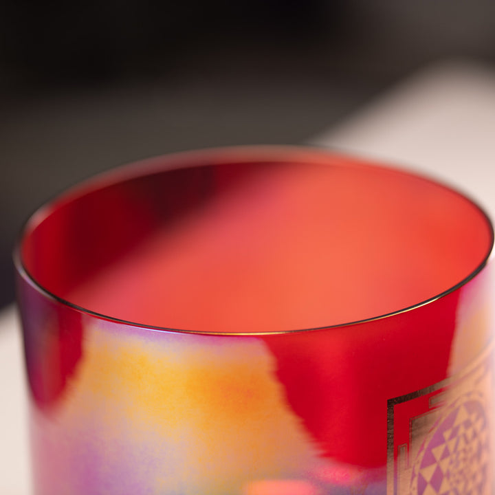 8" C#+33 Ruby Ray with Sri Yantra Crystal Singing Bowl