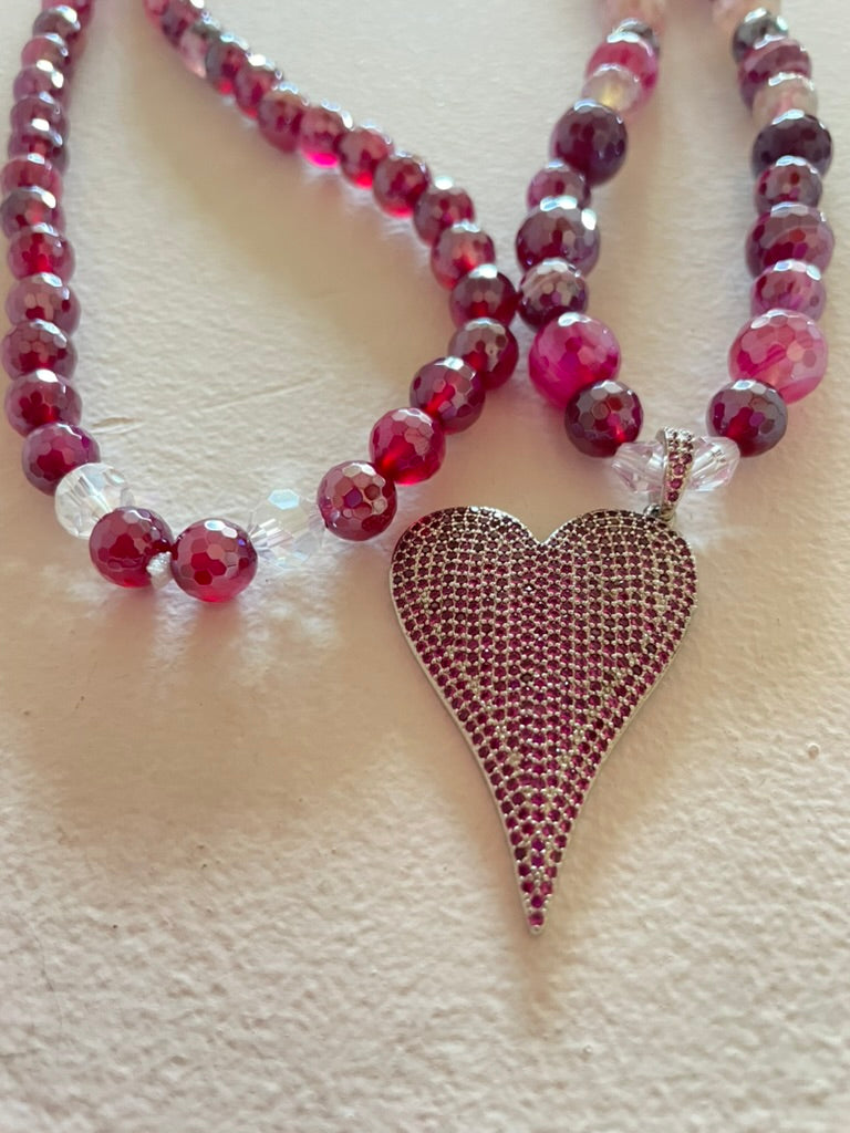 Dark Pink Agate Mala