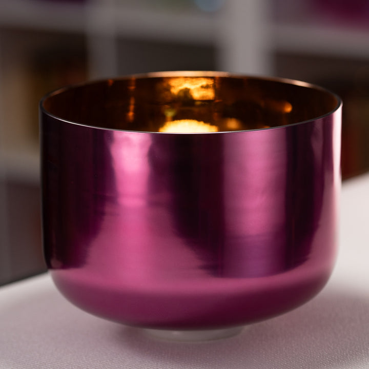 12" F+23 Radiant Rose Crystal Singing Bowl, Gold inside