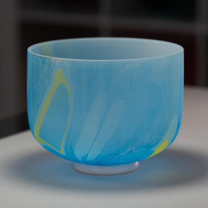 10" G#-28 Blue Swirl Frosted Crystal Singing Bowl