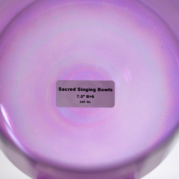 7.5" B+6 Lavender Lotus Crystal Singing Bowl, Perfect Pitch