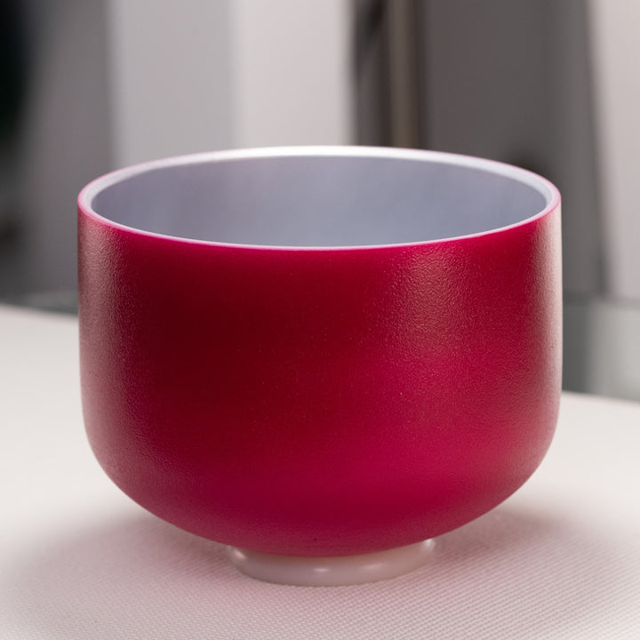 10" A-1 Dreamy Peony Frosted Crystal Singing Bowl, Silver inside