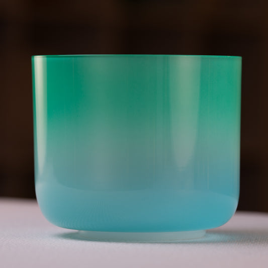 6.25" D#-32 Blue Green Tourmaline Color Crystal Singing Bowl, Sacred Singing Bowls