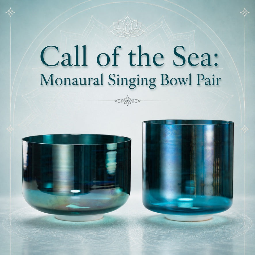 Call of the Sea: Monaural Crystal Singing Bowl Pair