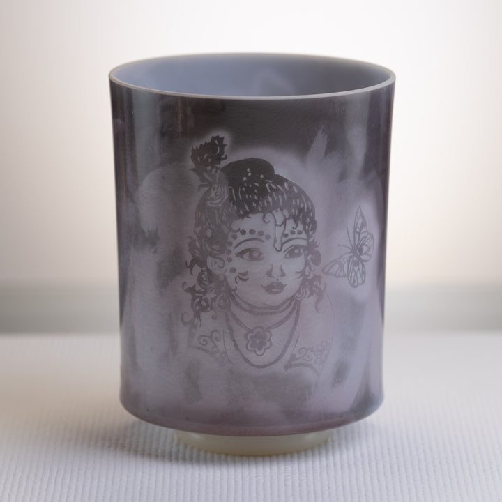 8" D#+45 Sugilite etched with Baby Krishna Crystal Singing Bowl, Crystal Tones™