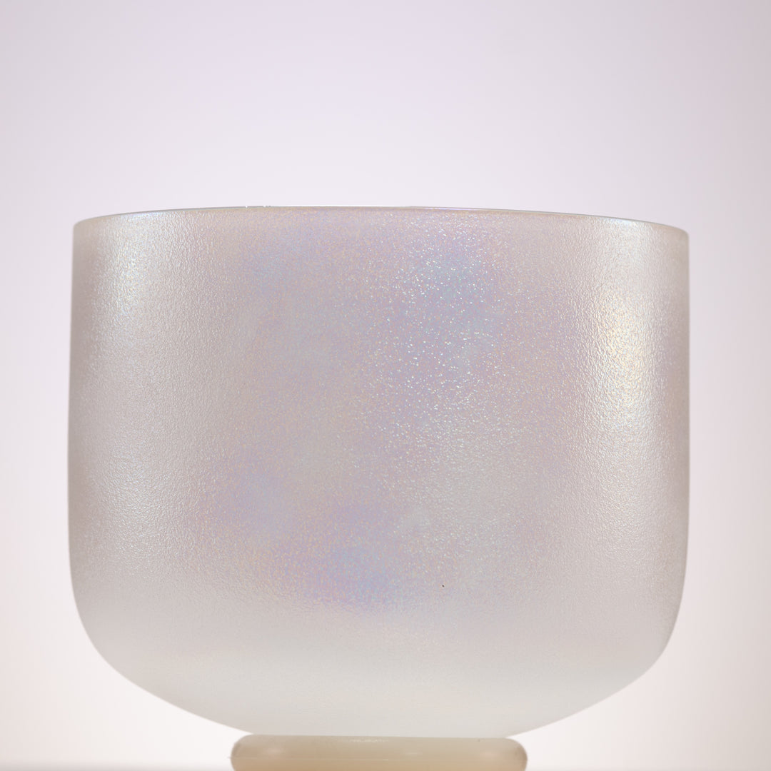 9" E-27 White Celestial Frosted Crystal Singing Bowl