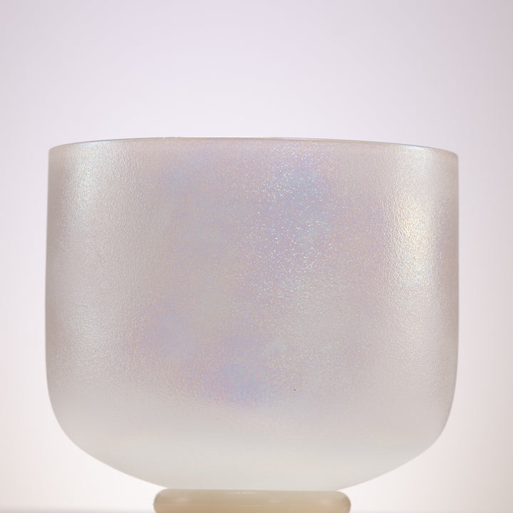 9" E-27 White Celestial Frosted Crystal Singing Bowl