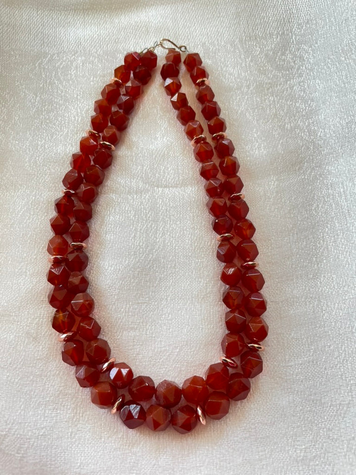 Faceted Carnelian Necklace, 2 layer