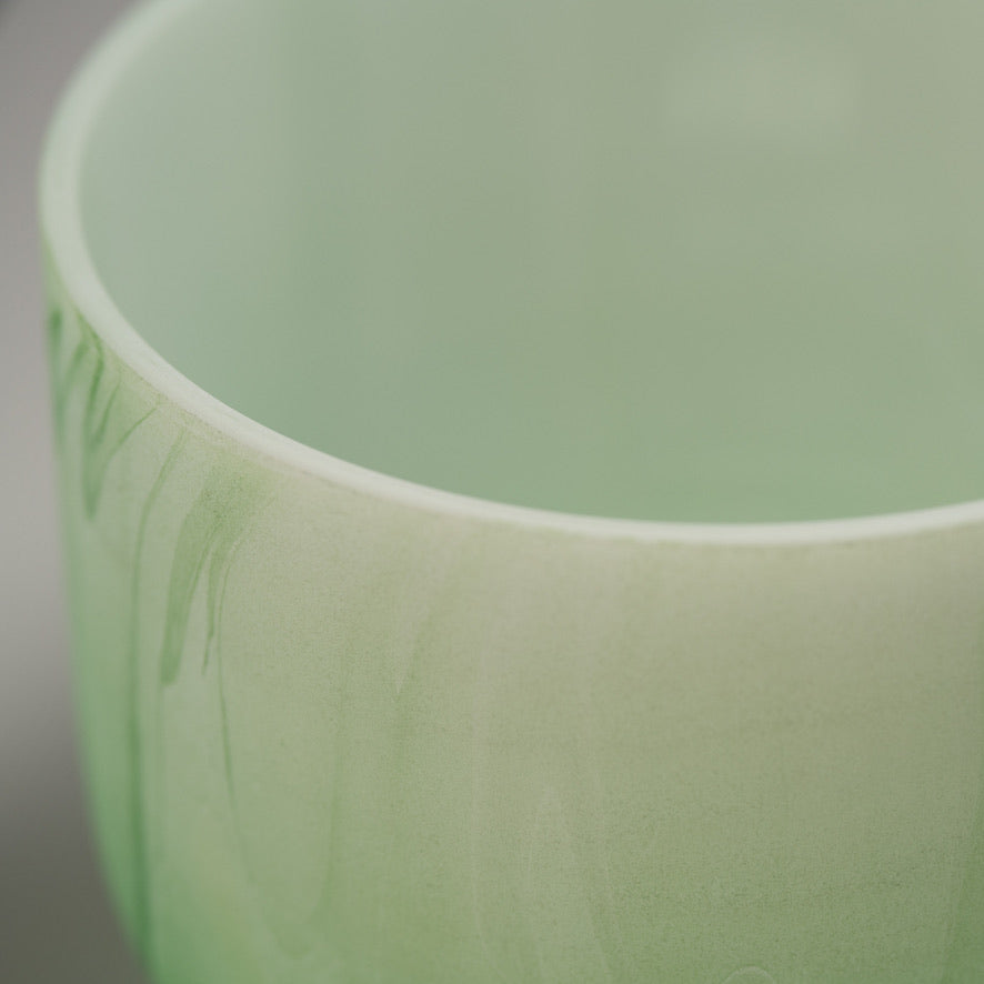11" G-22 Green Swirl Frosted Crystal Singing Bowl