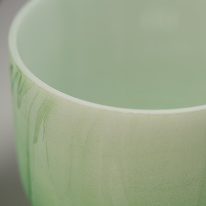11" G-22 Green Swirl Frosted Crystal Singing Bowl