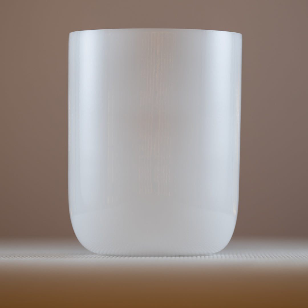 A 6.5 inch white light crystal singing bowl from Sacred Singing Bowls