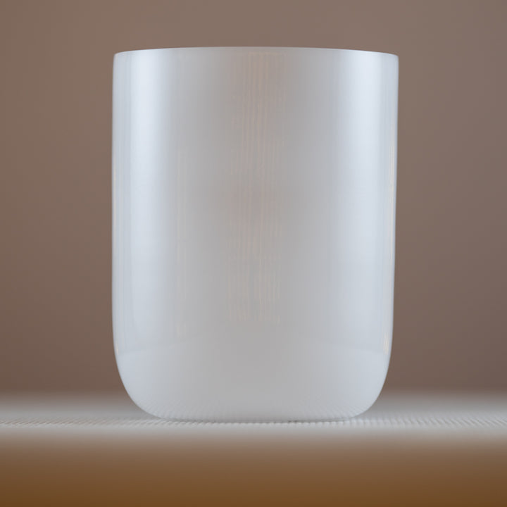 A 6.5 inch white light crystal singing bowl from Sacred Singing Bowls