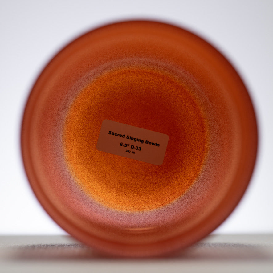 Sacred Singing Bowls™ product label with bowl specifications