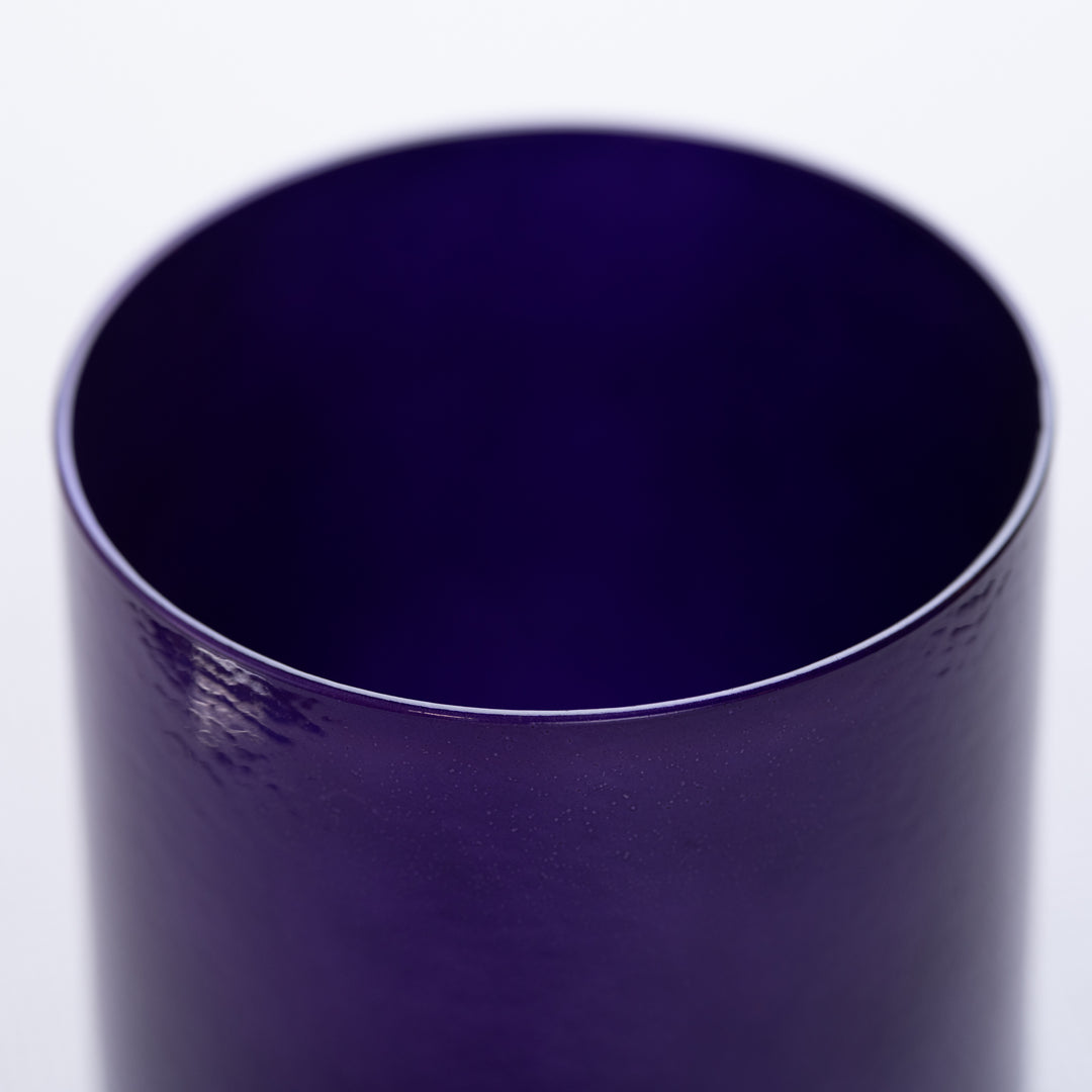 Purple crystal sound bowl close up