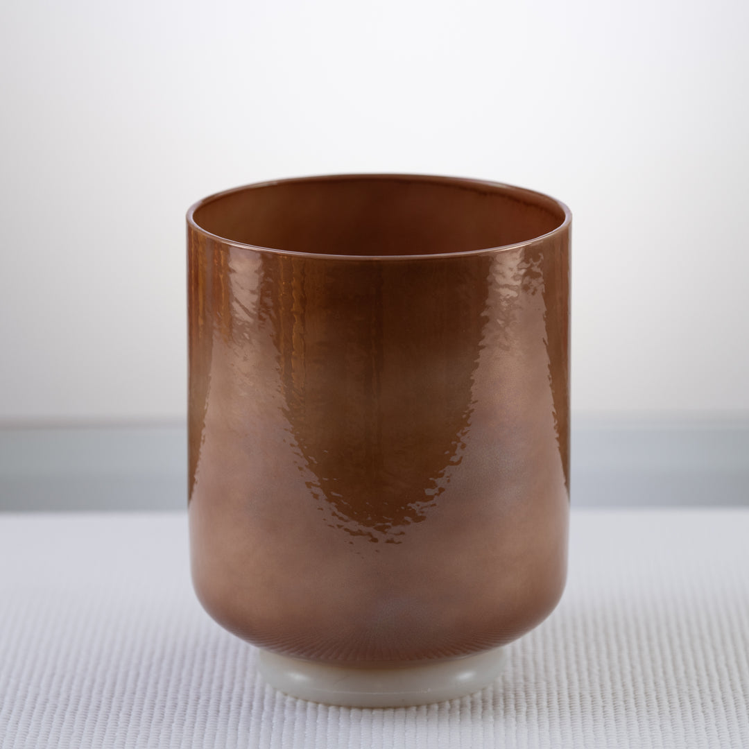 Brown crystal singing bowl for the heart chakra