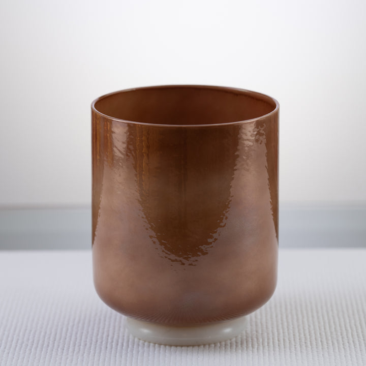 Brown crystal singing bowl for the heart chakra