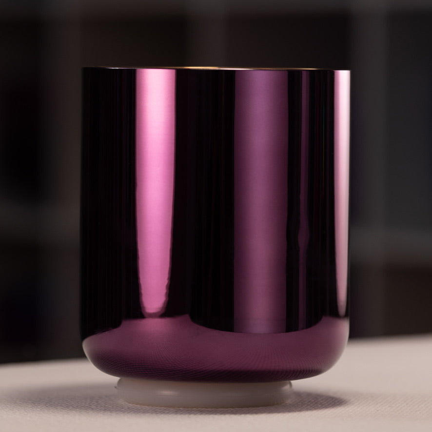 6.5" F#+25 Divine Violet Flame Crystal Singing Bowl with 24k Gold inside