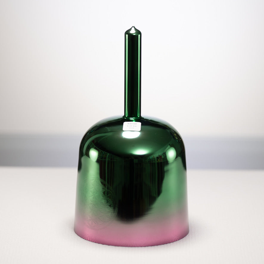 Green and pink crystal singing bowl