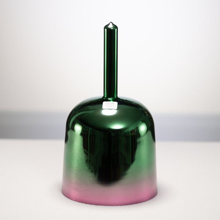 Green and pink crystal singing bowl