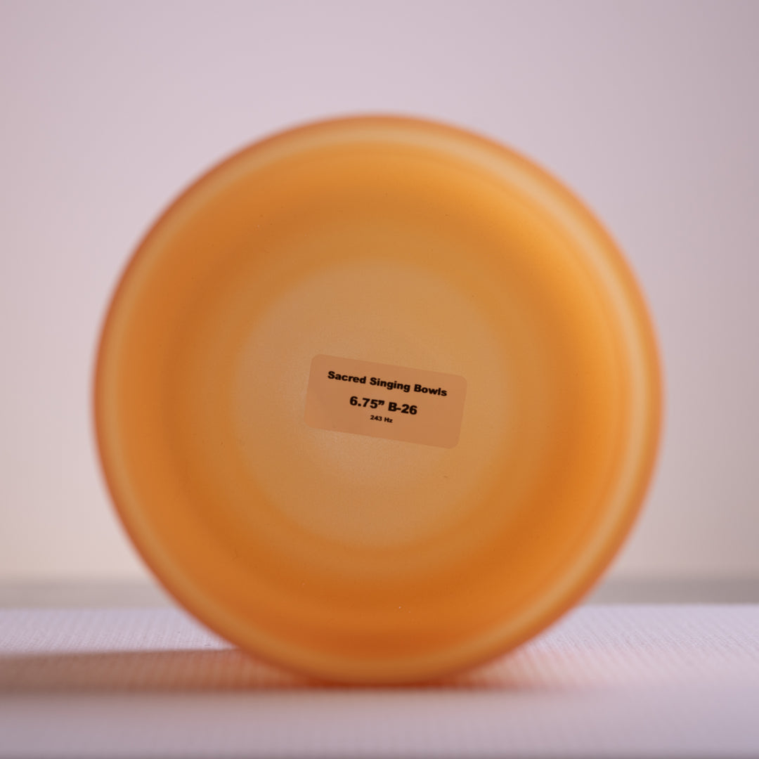 Sacred Singing Bowls™ product label with bowl specifications