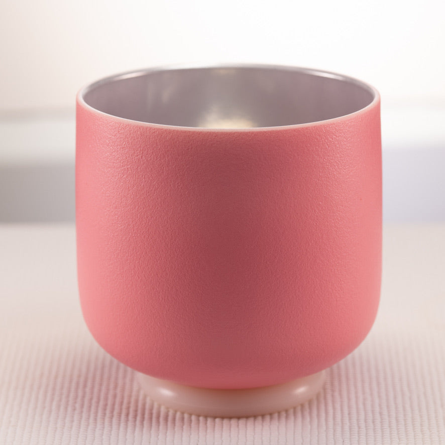 6.75" B+5 Frosted Rosebud Crystal Singing Bowl from Sacred Singing Bowls™