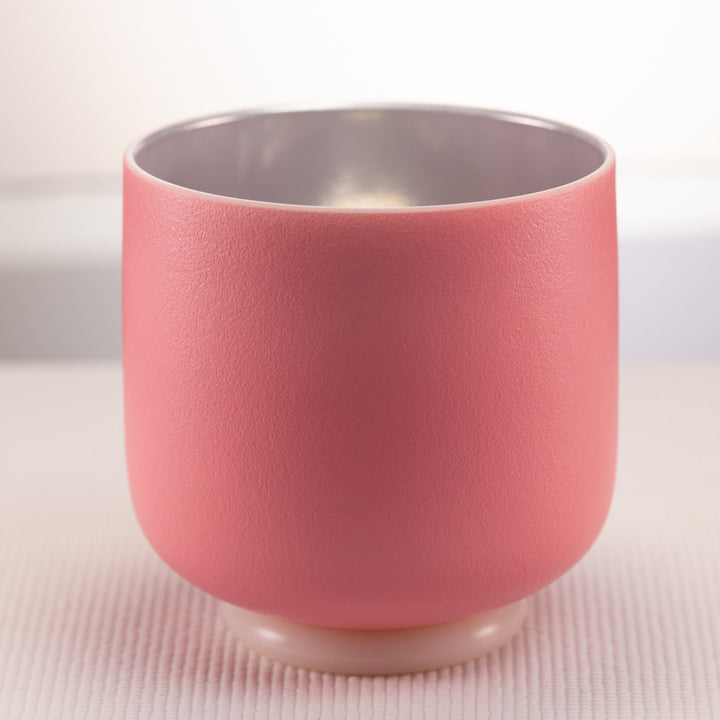 6.75" B+5 Frosted Rosebud Crystal Singing Bowl from Sacred Singing Bowls™
