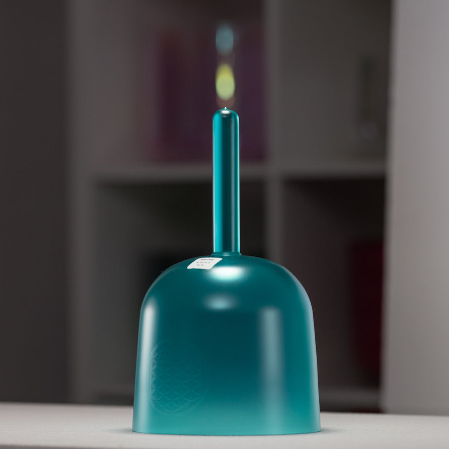 6.75" C-3 Handheld Caribbean Blue Crystal Singing Bowl with Flower of Life from Bowls of Sound