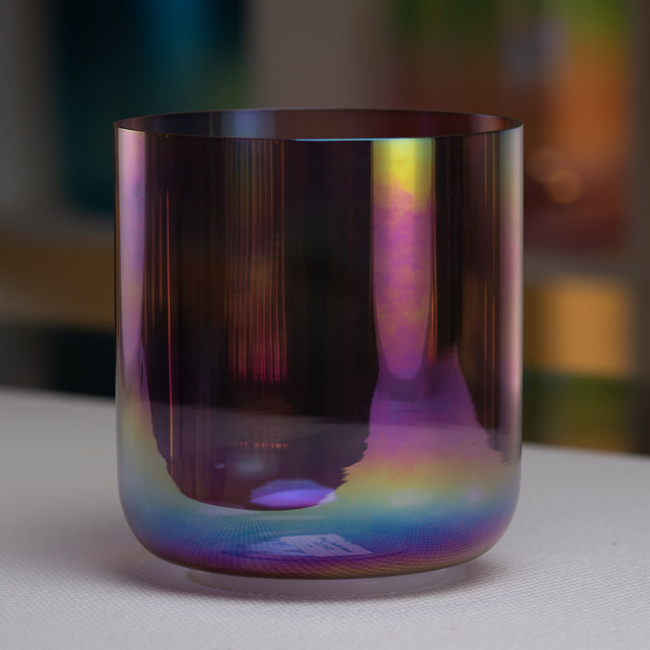 Purple singing bowl for meditation