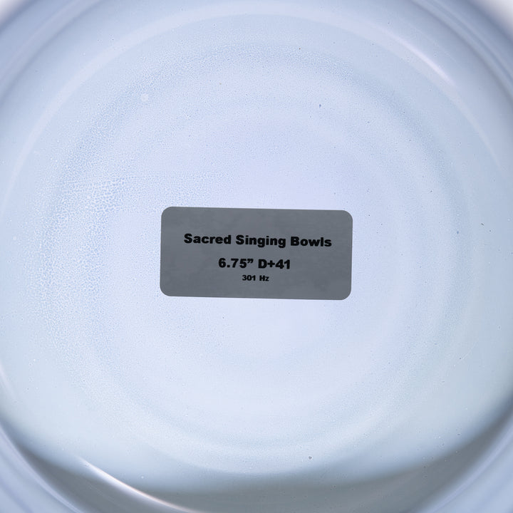 Sacred Singing Bowls™ product label with bowl specifications
