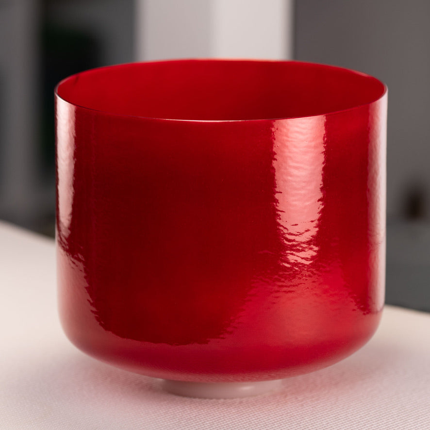 11" B-6 Crimson Dawn Crystal Singing Bowl, Perfect Pitch