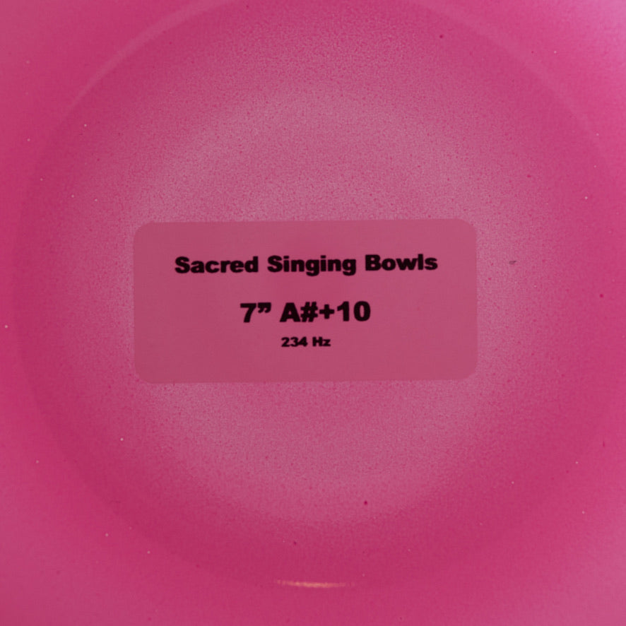 7" A#+10 Dark Rose Quartz Color Singing Bowl, Prismatic, Sacred Singing Bowls