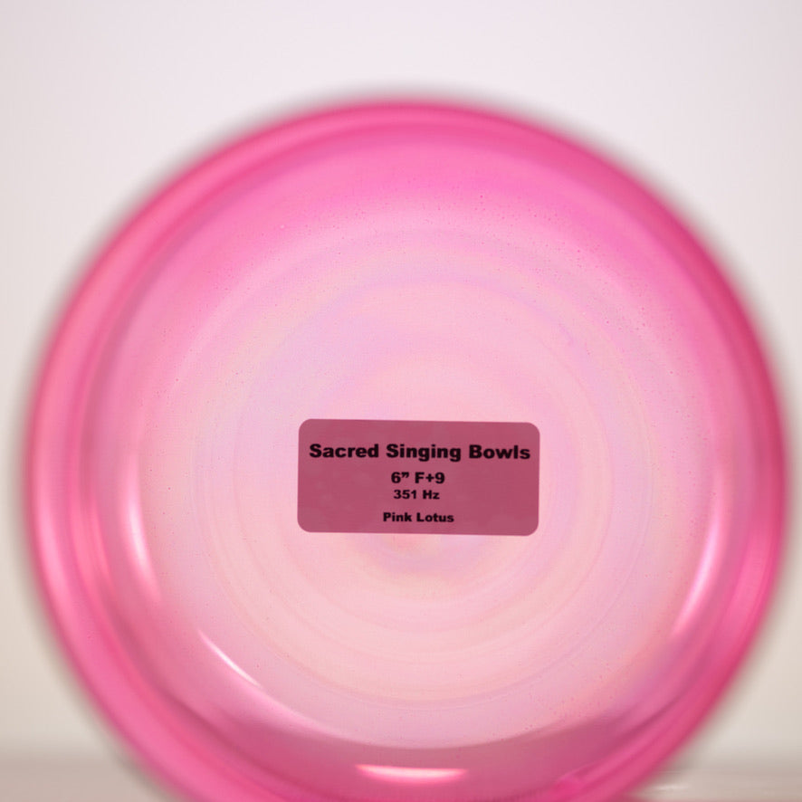 6" F+9 Pink Lotus Crystal Singing Bowl, Perfect Pitch