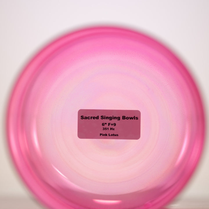 6" F+9 Pink Lotus Crystal Singing Bowl, Perfect Pitch