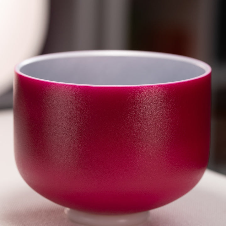 10" A-1 Dreamy Peony Frosted Crystal Singing Bowl, Silver inside