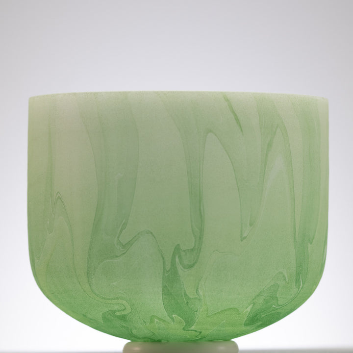 11" G-22 Green Swirl Frosted Crystal Singing Bowl