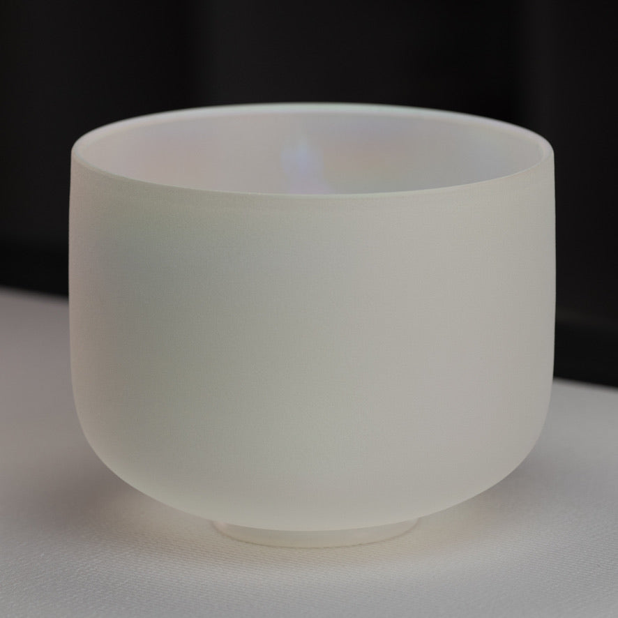 9.5" F+1 White Frosted Singing Bowl with Angel Aura inside