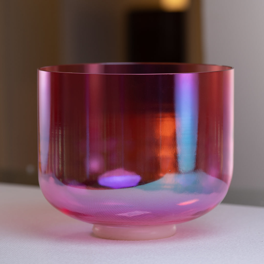 10" G+45 Rose Blossom Crystal Singing Bowl, Prismatic