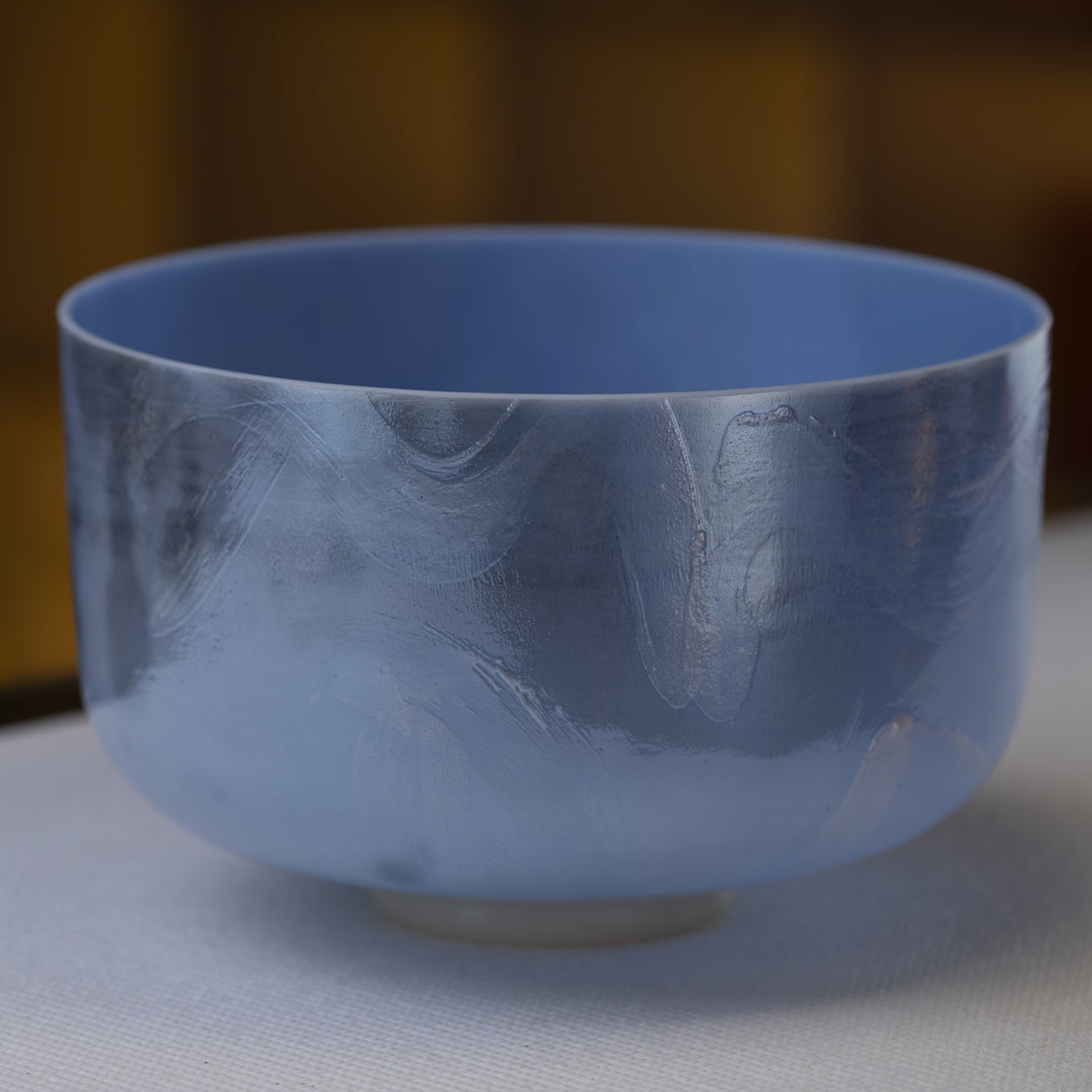 12" E+30 Larimar & White Light Gold Crystal Singing Bowl, Crystal Tones™