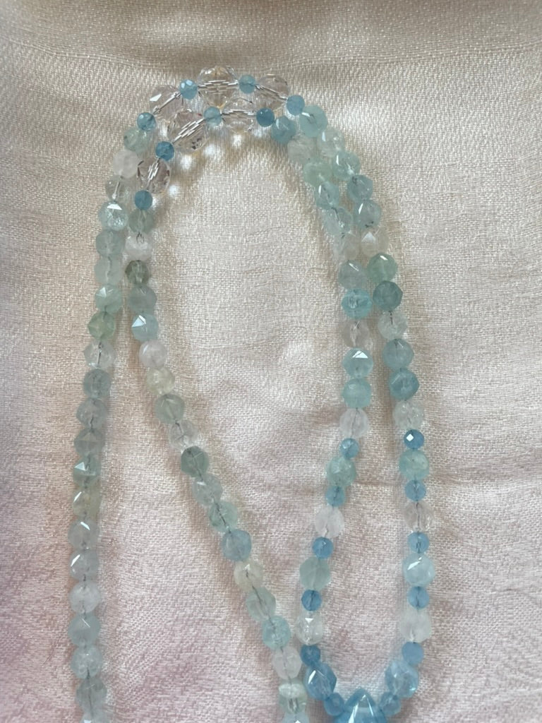 AAA Faceted Aquamarine Mala