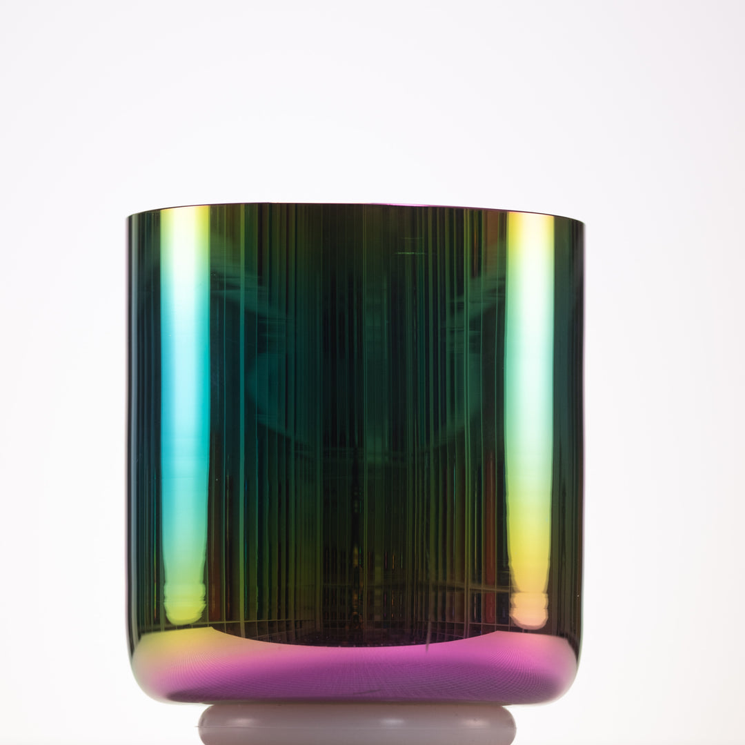 6.25" F#+9 Celestial Rainbow Crystal Singing Bowl, Perfect Pitch