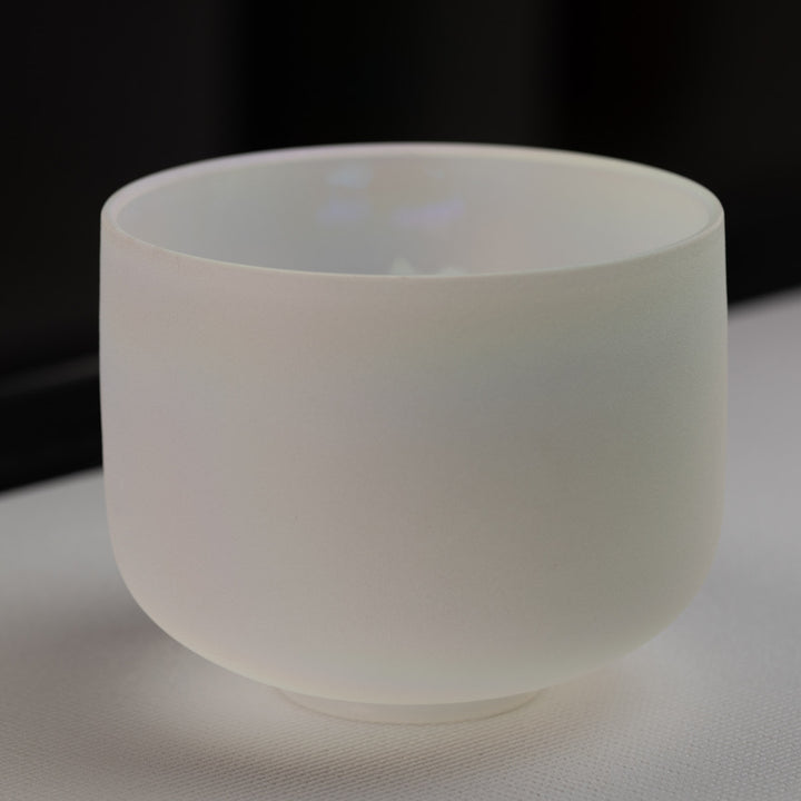 9.5" F+1 White Frosted Singing Bowl with Angel Aura inside