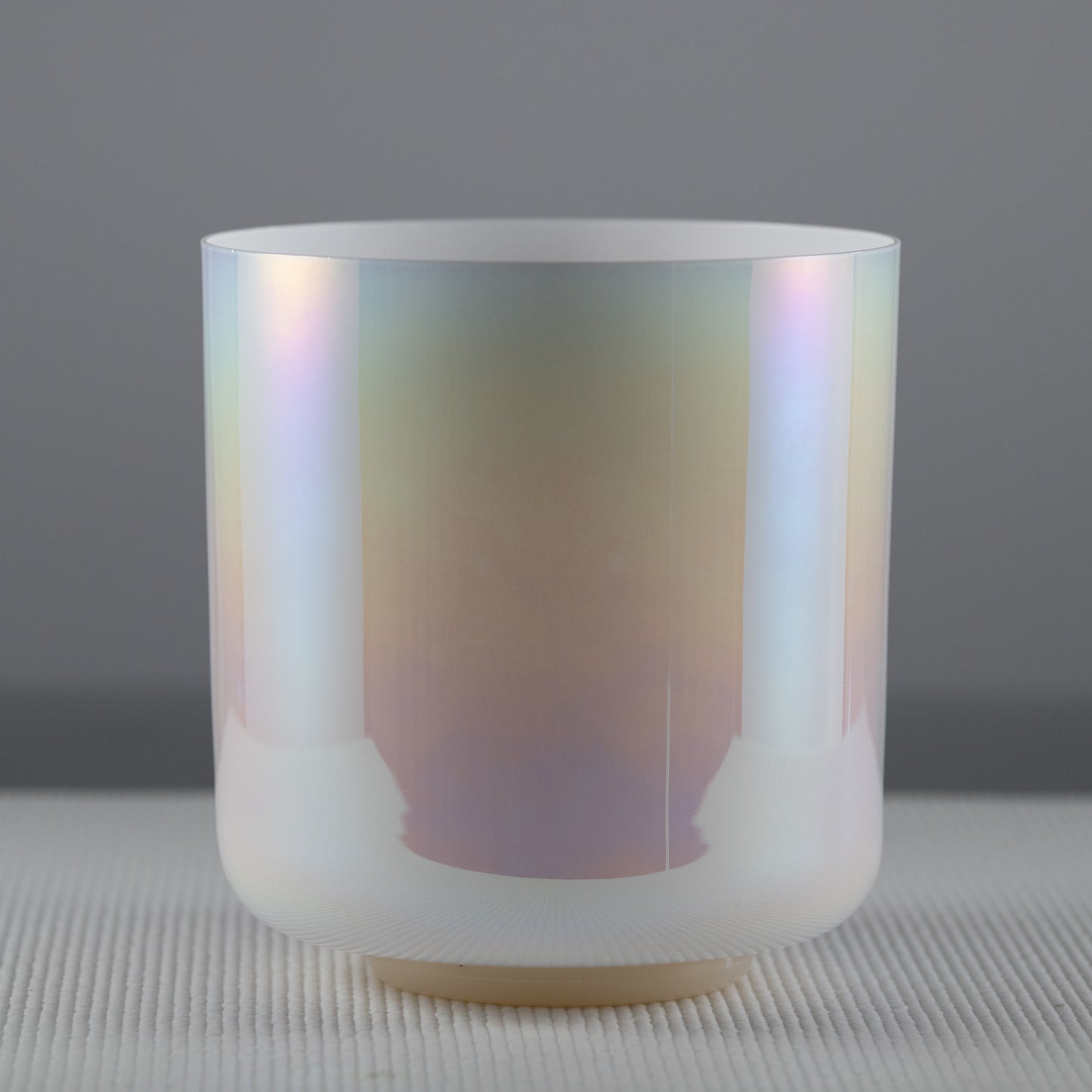 8" F-30 Mother of Pearl Color Crystal Singing Bowl, Prismatic, Sacred Singing Bowls