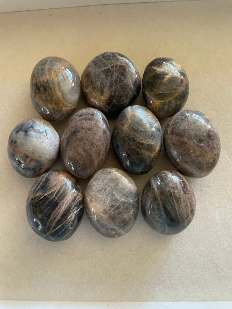 Dark Moonstone Palm Stones