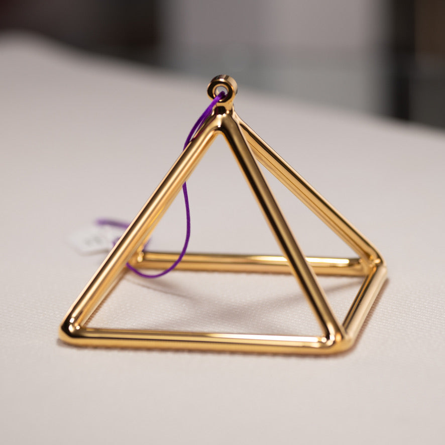 6" D#+13 24k Gold Crystal Pyramid from Bowls of Sound