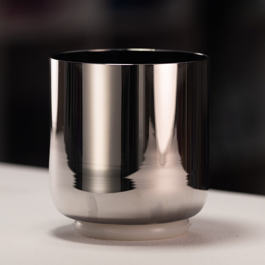 6" E-18 Silver Star Crystal Singing Bowl from Sacred Singing Bowls