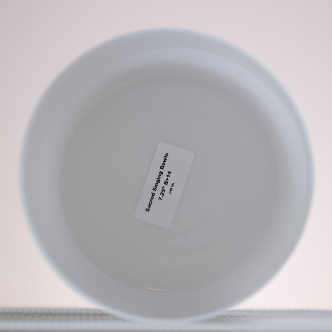 Sacred Singing Bowls™ product label with bowl specifications