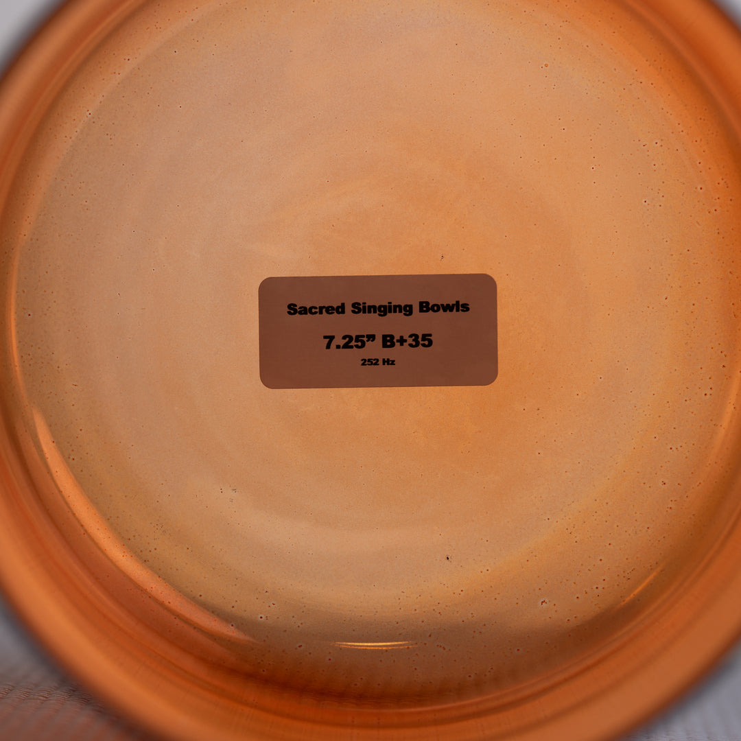 Sacred Singing Bowls™ product label with bowl specifications