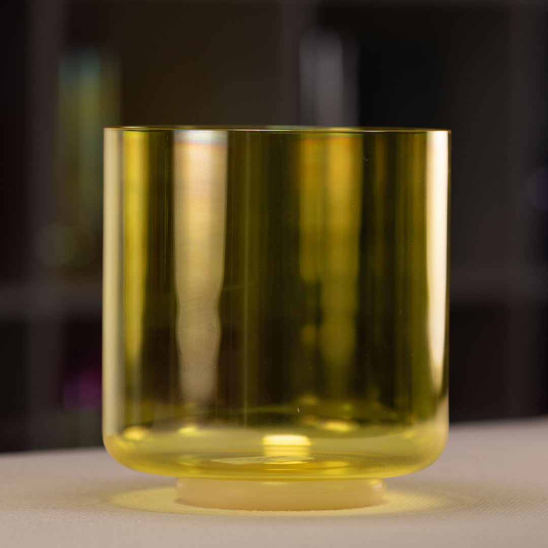 Yellow crystal singing bowl for happiness