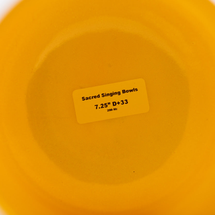 Sacred Singing Bowls™ product label with bowl specifications