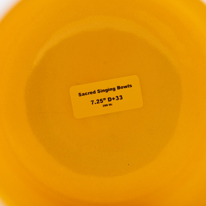 Sacred Singing Bowls™ product label with bowl specifications